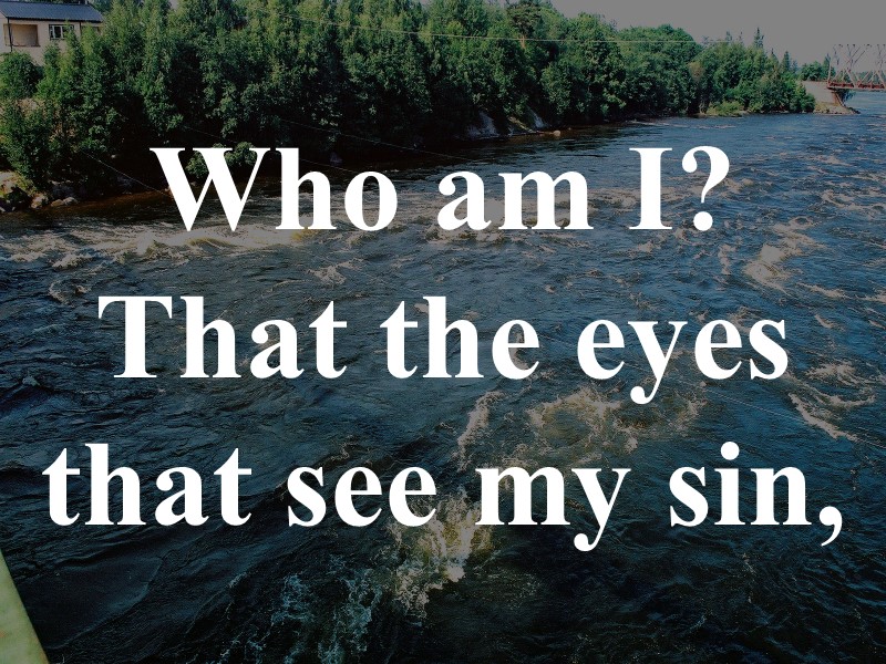 Who am I? That the eyes that see my sin,